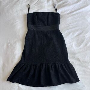 White House Black Market Black Strapless Lace Dress with Waist Band